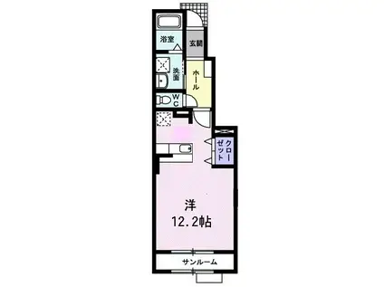 マリオン弐番館A(ワンルーム/1階)の間取り写真