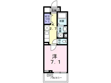 新田旭町アパート(1K/3階)の間取り写真