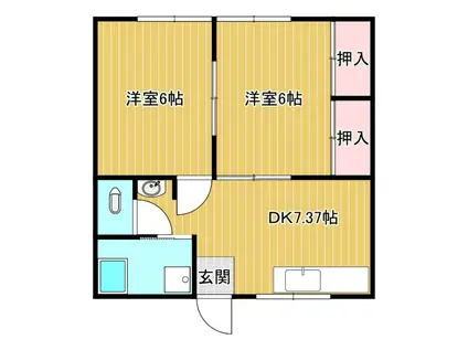 大黒アパート(2DK/2階)の間取り写真
