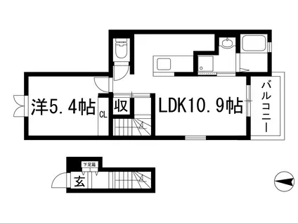 ジャルダンブルー1(1LDK/2階)の間取り写真