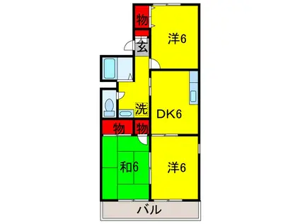 インペリアルハイツIII(3DK/2階)の間取り写真