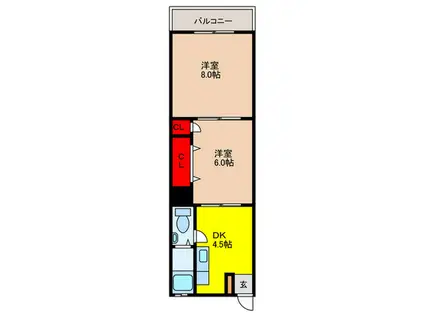 三和第10マンション(2DK/3階)の間取り写真