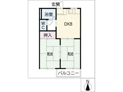 ドメール明円 B棟(2DK/1階)の間取り写真