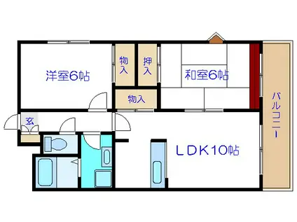 都営新宿線 一之江駅 徒歩29分 6階建 築31年(2LDK/3階)の間取り写真