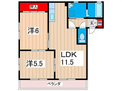 コージーコートA(2LDK/2階)の間取り写真