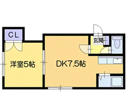 ロアール新札幌2-6(1DK/1階)の間取り写真