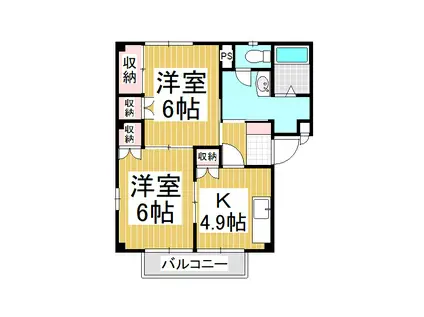 デューク・S(2DK/1階)の間取り写真