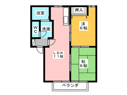 ラ・フォンテーヌ(2LDK/2階)の間取り写真