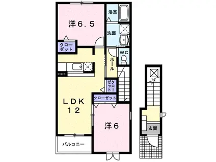 グリーンヒルミヤケI(2LDK/2階)の間取り写真