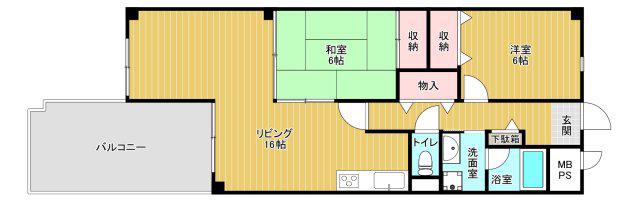 シーサイドパストラル林崎II(2LDK/1階)の間取り写真