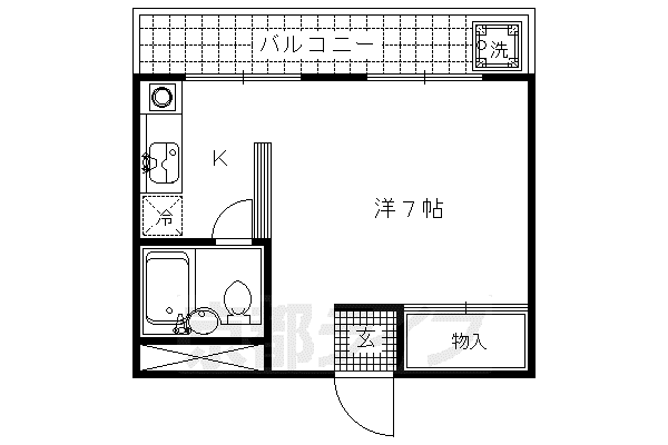 ヤングリーブス(1K/1階)の間取り写真