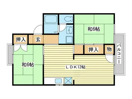ビューバレー車谷(2LDK/2階)の間取り写真