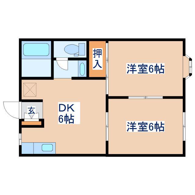 ホームオブミッシェルズA(2DK/2階)の間取り写真