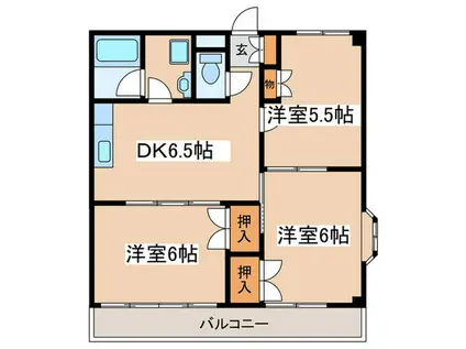 セトハイツD(3DK/2階)の間取り写真