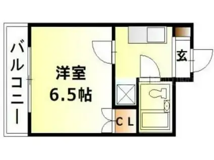 レナジア中納言(1K/2階)の間取り写真