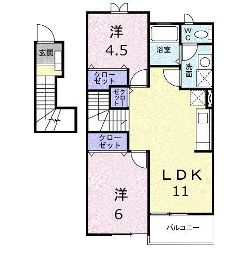 メゾン山水(2LDK/2階)の間取り写真