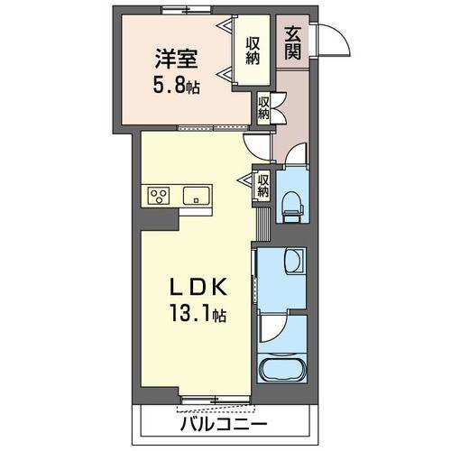 フォッサート・トレ かわせみ(1LDK/3階)の間取り写真