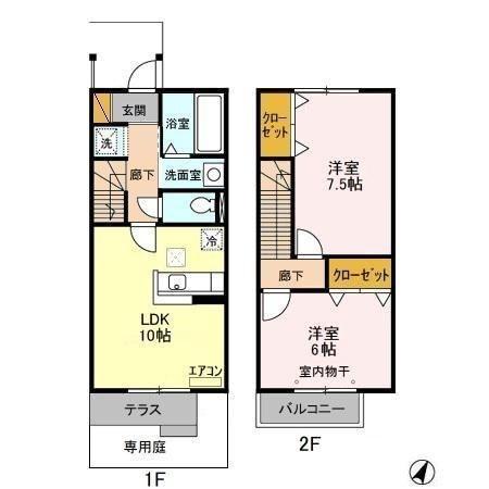 グレーリング(2LDK/1階)の間取り写真