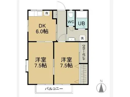 コーポデンエン(2DK/1階)の間取り写真