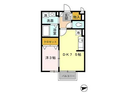 ミカハウスⅡ(1DK/2階)の間取り写真