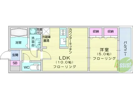セロー明通館(1LDK/1階)の間取り写真