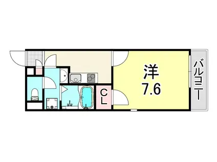 レオネクストリヴィエール武庫川(1K/2階)の間取り写真