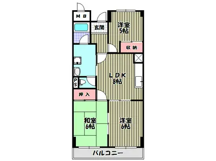 グレースコート青葉丘(3DK/2階)の間取り写真
