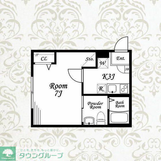 ミネット桜ヶ丘(1K/2階)の間取り写真