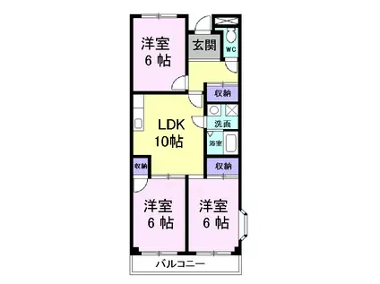 グリーンハイツ芝II(3LDK/2階)の間取り写真