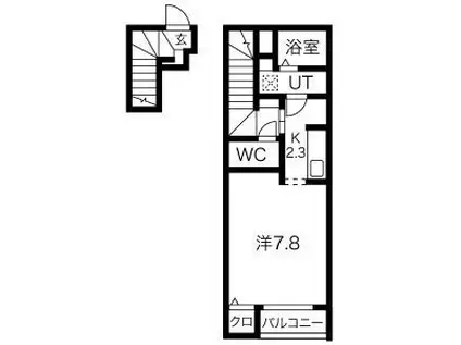 ウィスペリア(1K/2階)の間取り写真