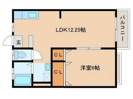 アメニティ・スリー(1LDK/1階)の間取り写真