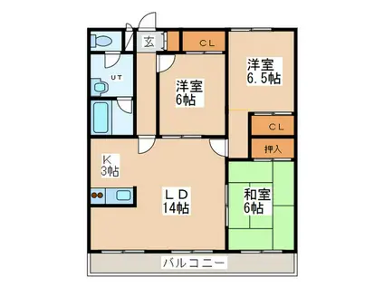 エクレール羊が丘(3LDK/4階)の間取り写真