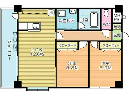 AMAZING HEART(2LDK/2階)の間取り写真