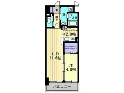 アルファレガロ西古松(1LDK/4階)の間取り写真