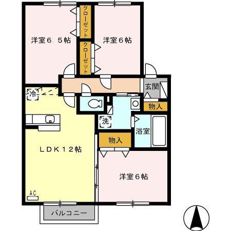 エトワールC棟(3LDK/2階)の間取り写真