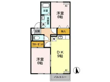 フォレスタ松永A(2DK/2階)の間取り写真