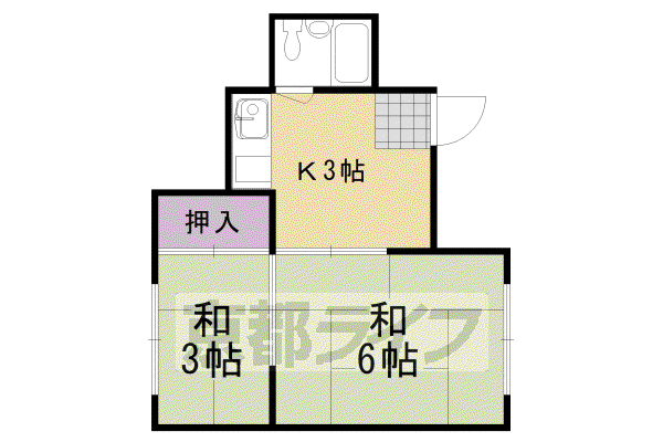 ハイツ桂南(2K/1階)の間取り写真