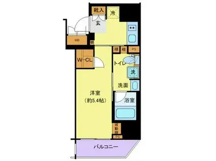 ステージファースト千葉駅南(1K/2階)の間取り写真