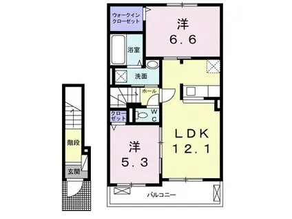ビアージョ19(2LDK/2階)の間取り写真