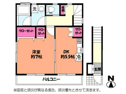 コーポTK 最上階 1フロア1(1DK/2階)の間取り写真