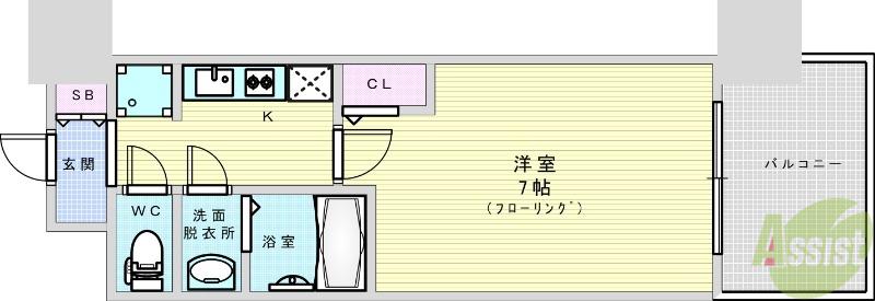 セレニテ新大阪プリエ(1K/6階)の間取り写真