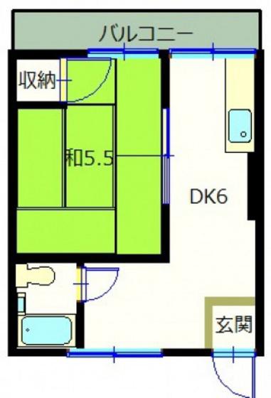 第1今井ビル(1DK/4階)の間取り写真