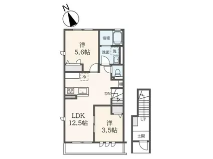 LE BOISあかね台C(2LDK/2階)の間取り写真
