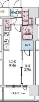 スプランディッドライズ新大阪ノース(1LDK/13階)の間取り写真
