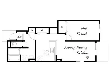 ヒルトップコテージ(1LDK/1階)の間取り写真