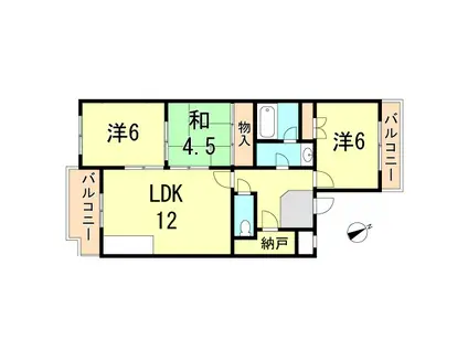 ルモンクレール枝吉(3LDK/2階)の間取り写真