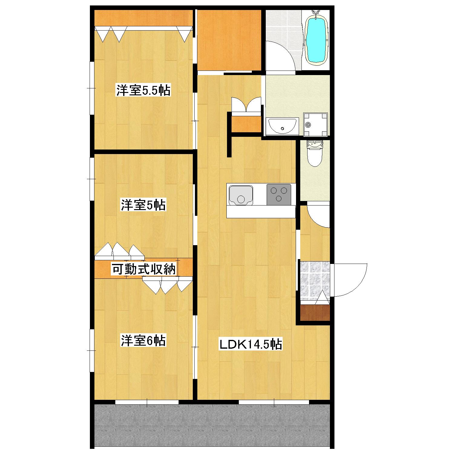 PREMIUM MAISON光プレミアムメゾンヒカリ(3LDK/3階)の間取り写真