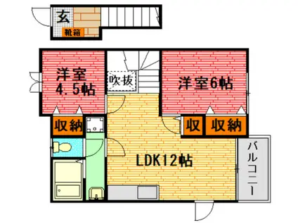 プリムローズB(2LDK/2階)の間取り写真