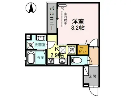 ソシュール(1K/3階)の間取り写真