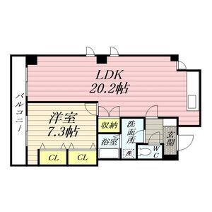 ハイツ元住(1LDK/7階)の間取り写真